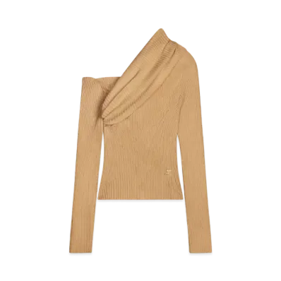 Courreges Twist Rib Knit Sweater "Toffee"