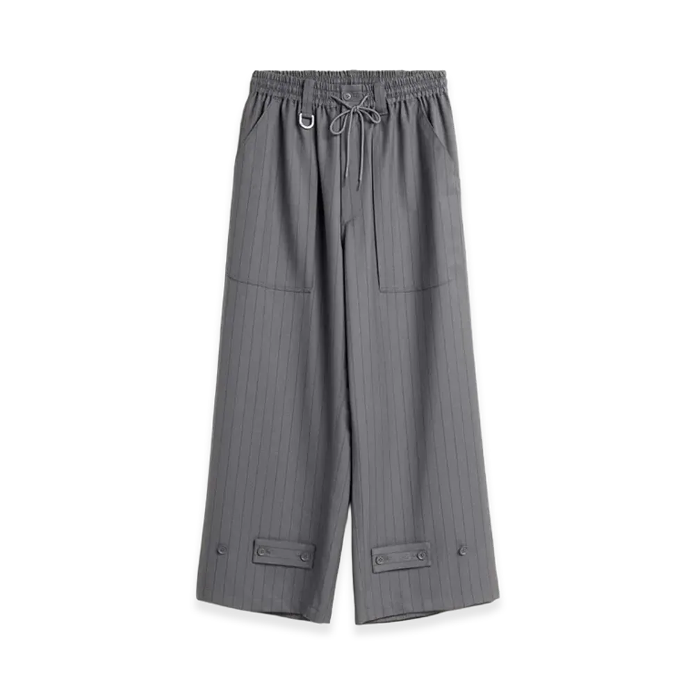 Y-3 Pinstripe Refined Wool Wide Leg Pants "Grey"