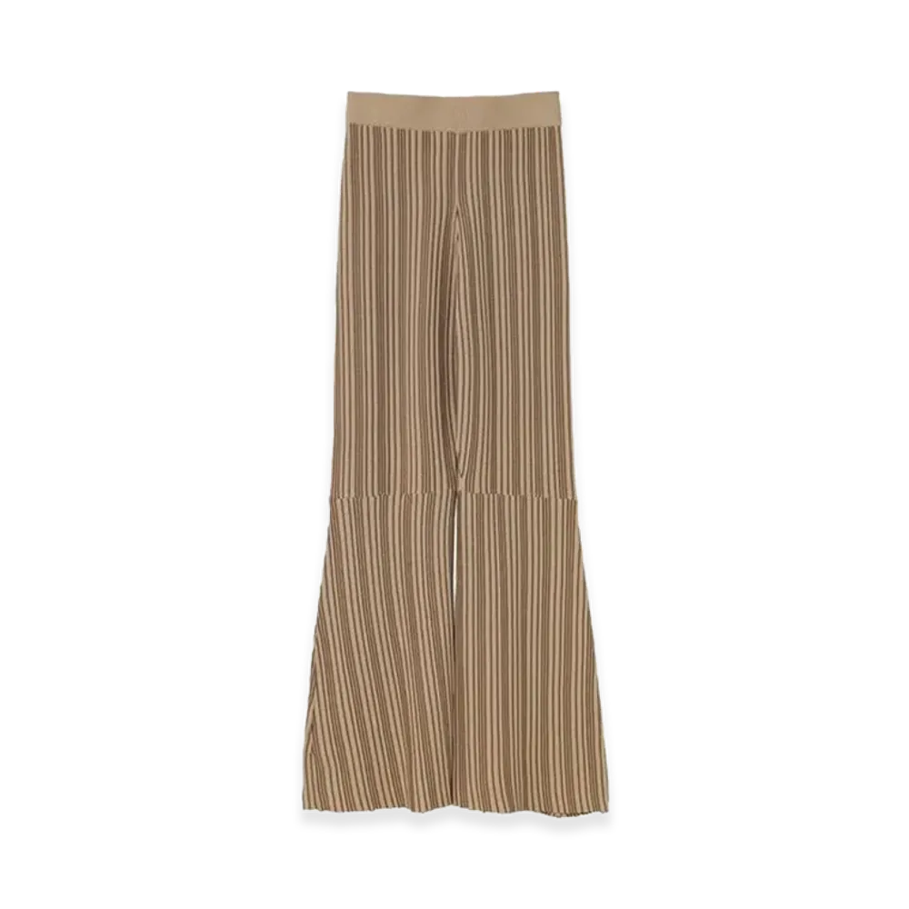 CLANE Women's Random Stripe Knit Tank Pants "Beige"