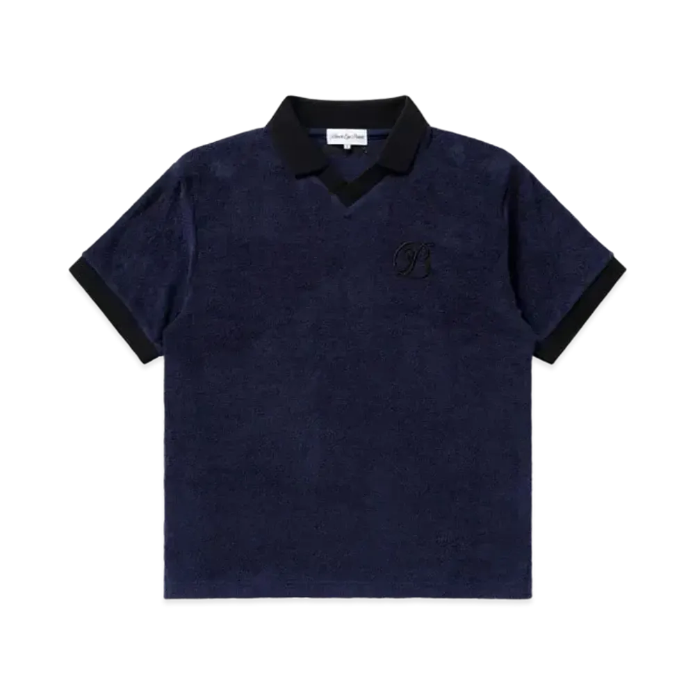 Black Eye Patch B Emblem Pile Polo Shirt "Navy"