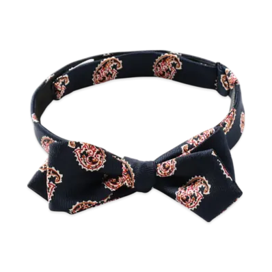 BEAMS Silk Bow Tie Big Paisley Print "Navy"