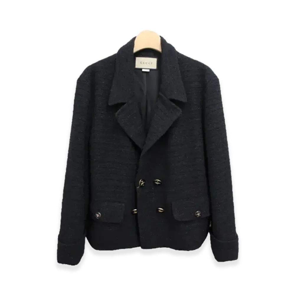 GUCCI Double Breasted Tweed Jacket "Black"
