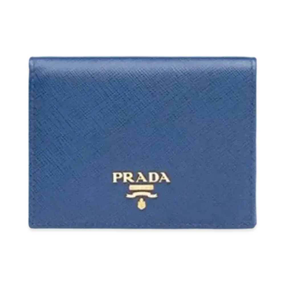 PRADA Saffiano Compact Wallet "Navy"