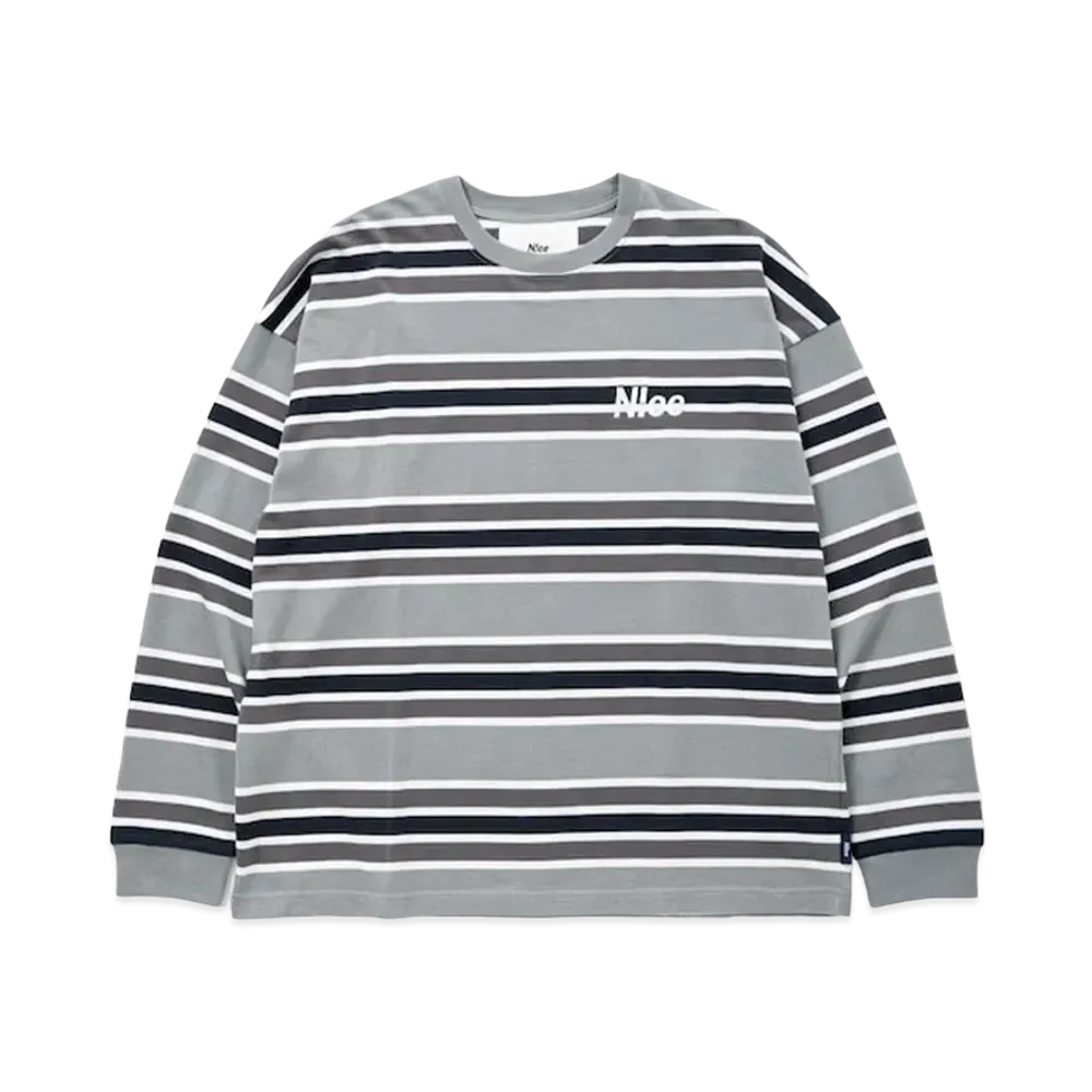 N!ce Border Long Sleeve Tee "Grey"