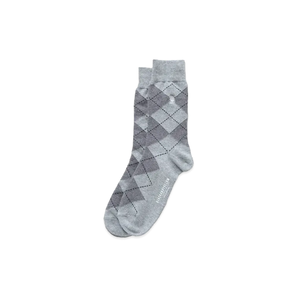 RATS COTTON ACRYLIC ARGYLE SOX "GRAY"