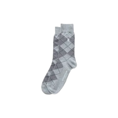 RATS COTTON ACRYLIC ARGYLE SOX "GRAY"