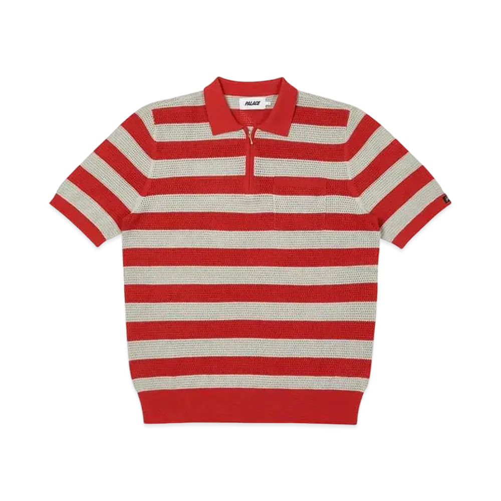 PALACE STRIPE MESH POLO "Red / Grey"