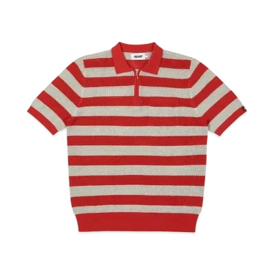 PALACE STRIPE MESH POLO "Red / Grey"
