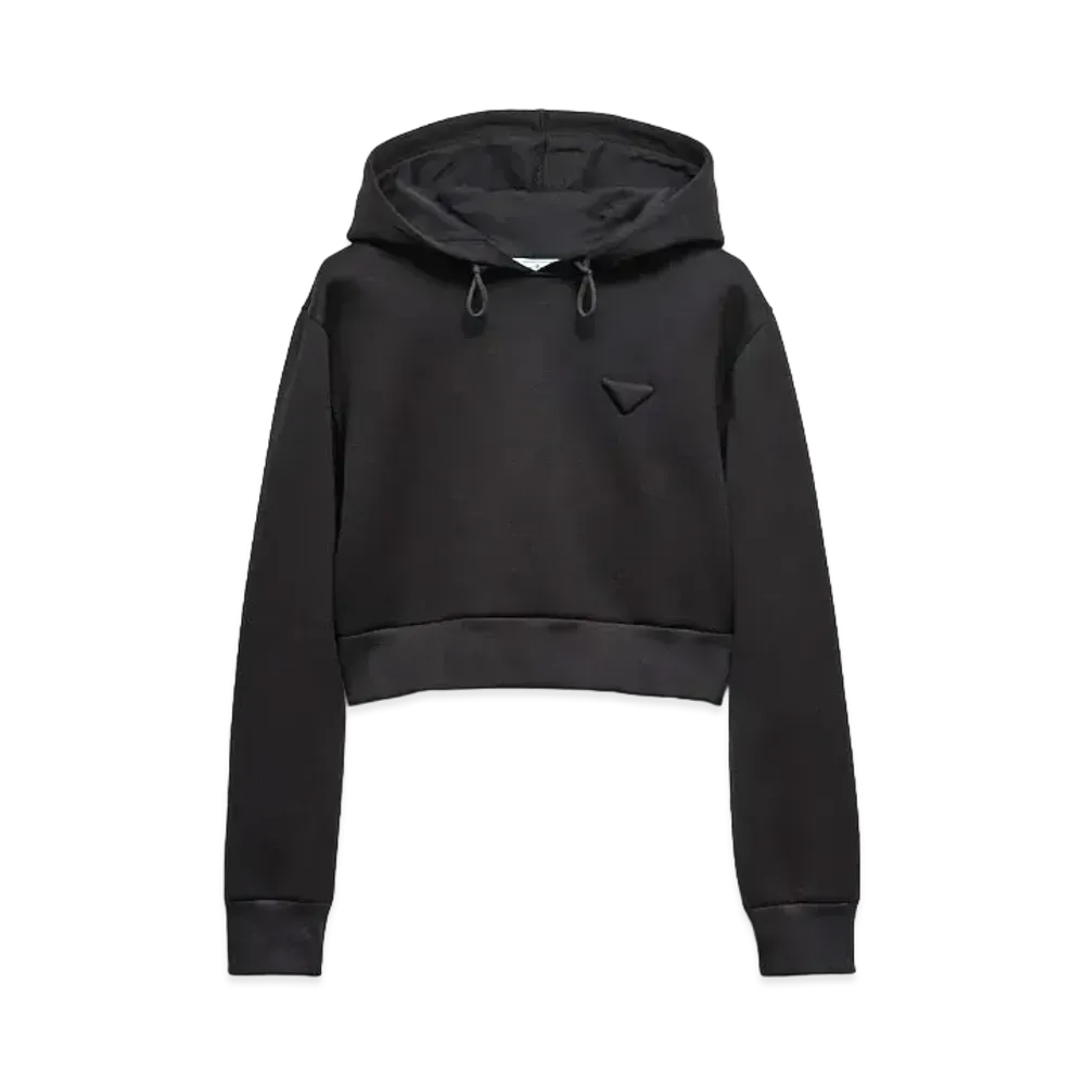 PRADA Women's Cropped Hoodie "Black"