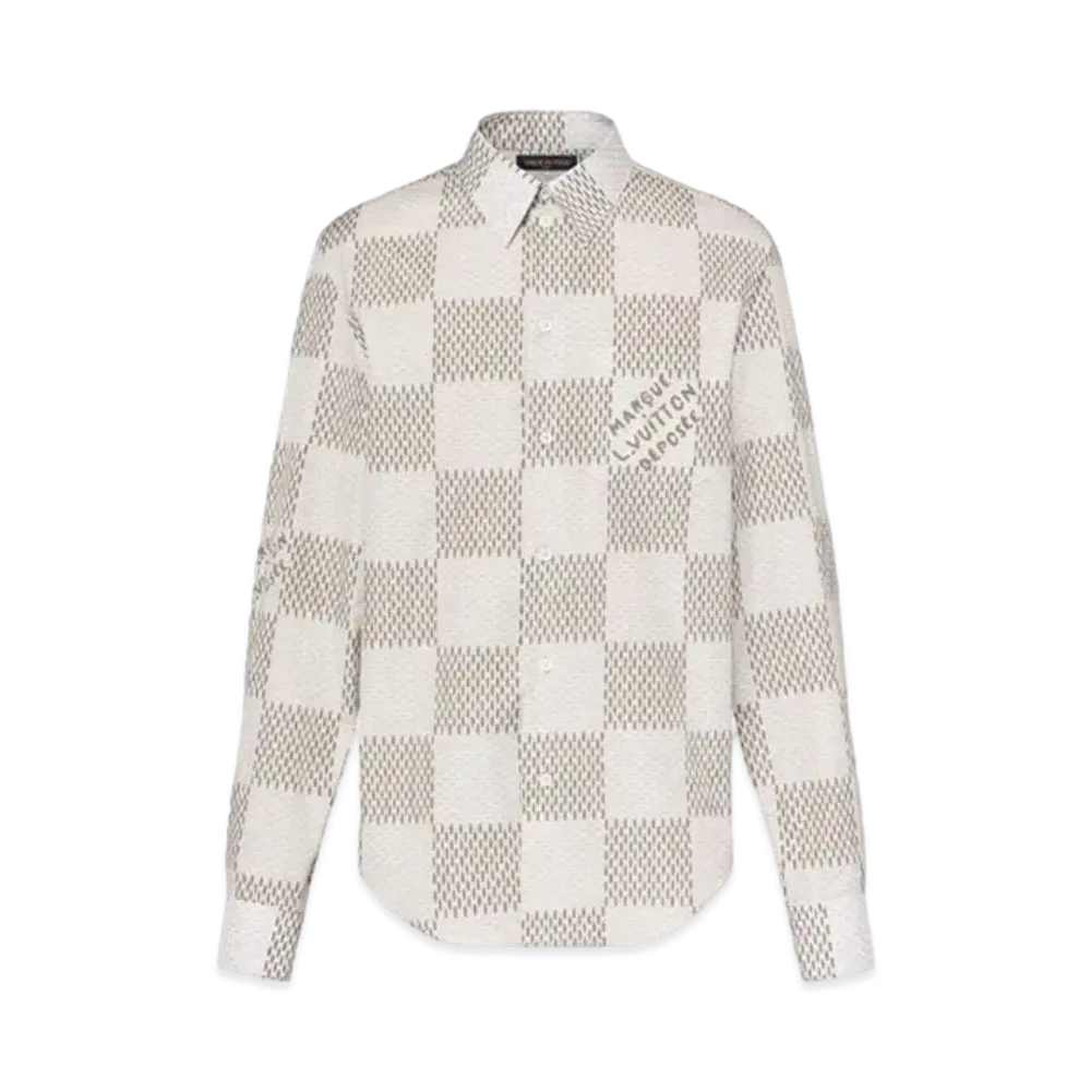 Louis Vuitton Damier Long-Sleeved Classic Cotton Shirt "Grey Bis"