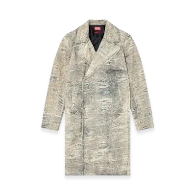Diesel D-Isco-Fsg Coat In Distressed Prince Of Wales Denim "Gray"