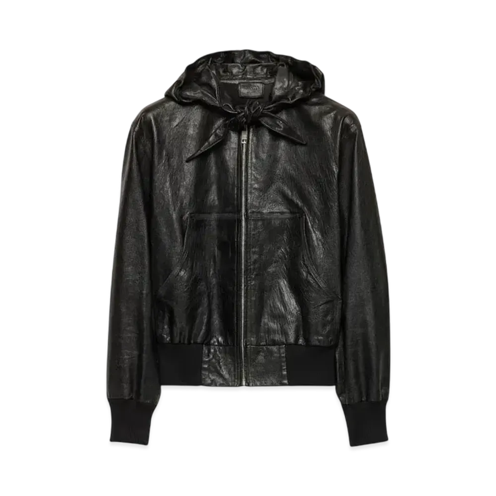 PRADA Women's Leather Hoodie "Black"