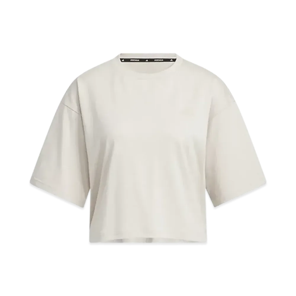 adidas Layered Loose Fit Short Sleeve Cotton T-shirt "Beige/White"