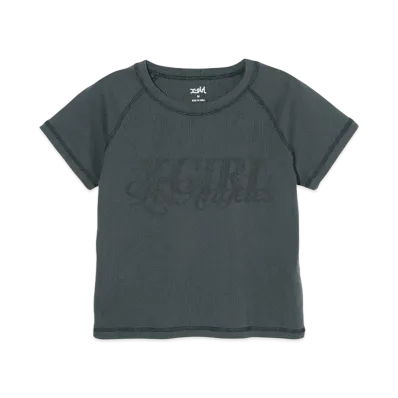 X-Girl Chrome Effect Logo Raglan S/S Baby Tee "Charcoal"