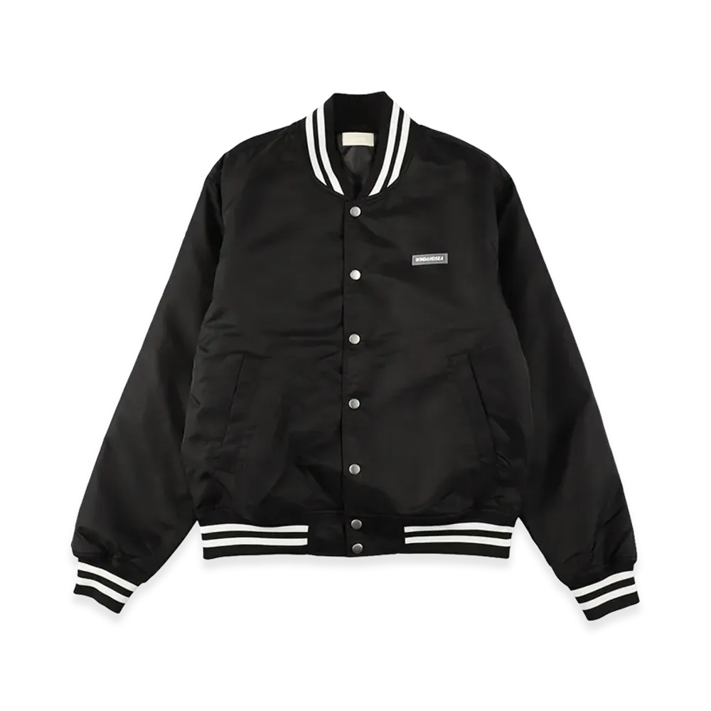 WIND AND SEA Satin Stadium Jacket "Black"