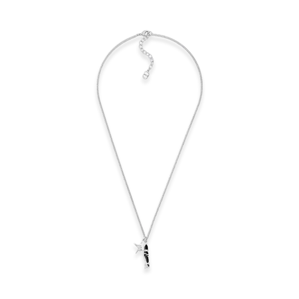 Dior x Lewis Hamilton Pendant Necklace in Brass, Resin & Crystals "Silver/Black"