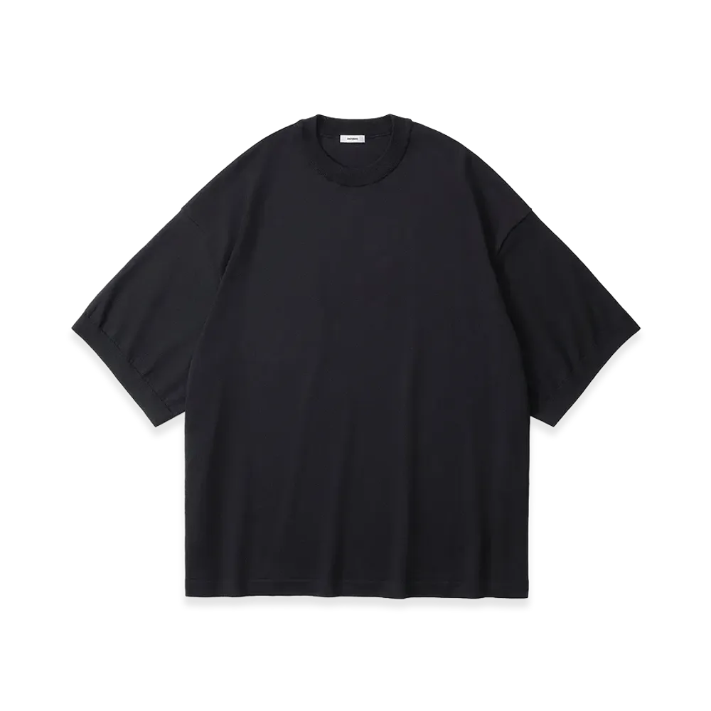 everyone Cotton Silk High Gauge Knit Short Sleeve Tee Shirt "Black"