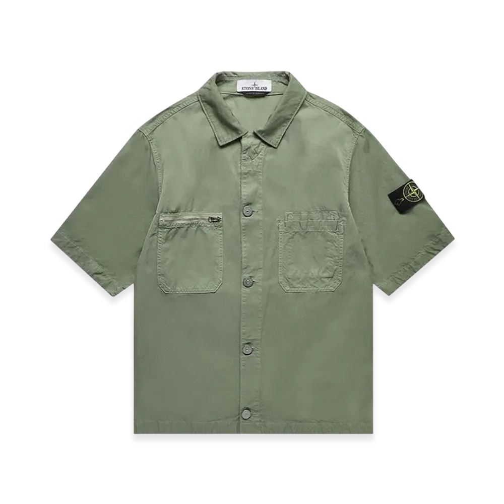 Stone Island 11429 Patch Chest Pockets Short Sleeve Overshirt - 23SS "Sage Green"