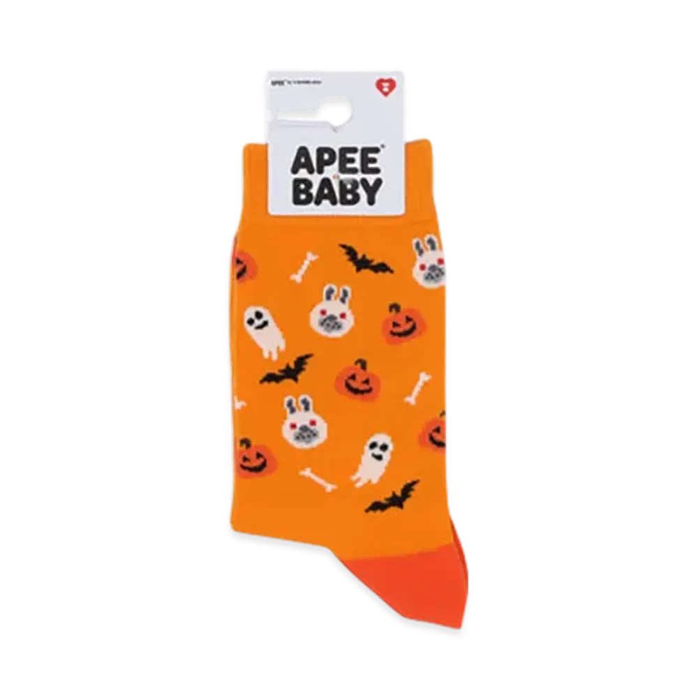 A BATHING APE APEE Baby Doppy & Baby Core Halloween Monogram Socks "Orange"