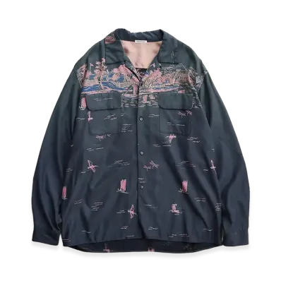 NICENESS B.Palmer Port Print Board Shirt "Fade Black"