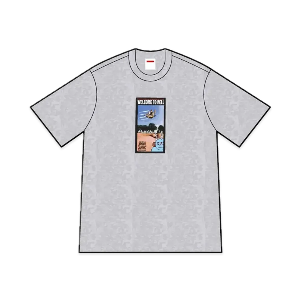 シュプリーム x トイ マシーン ウェルカム トゥ ヘル Tシャツ "ヘザー グレー"