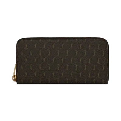 SAINT LAURENT Le Monogramme Zip-Around Wallet In Saint Laurent Monogram Canvas "Chestnut"