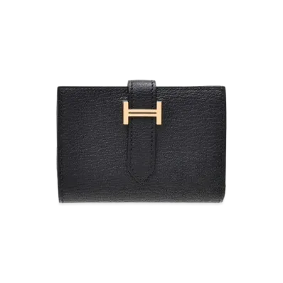 Hermes Bearn Mini Chevre Mysore "Noir/Rose Gold"