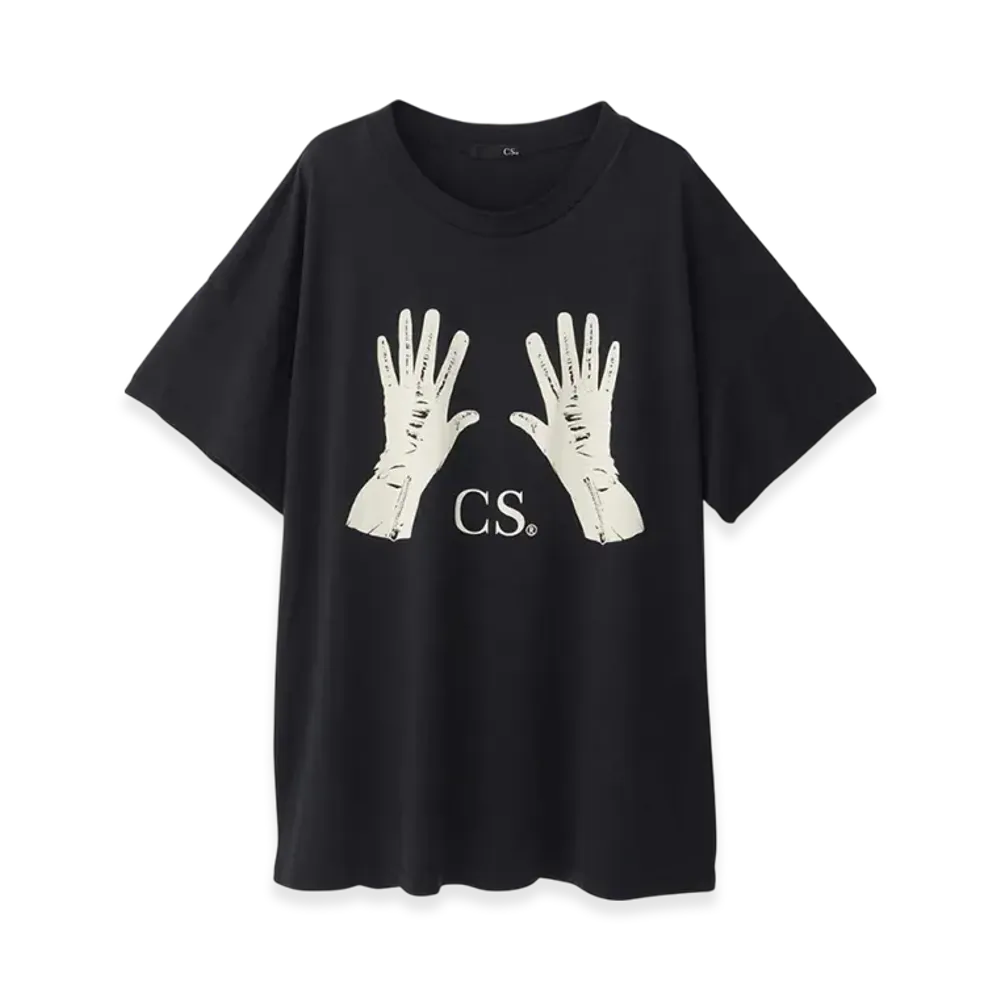 HYSTERIC GLAMOUR Leather Gloves Oversized T-Shirt "Black"