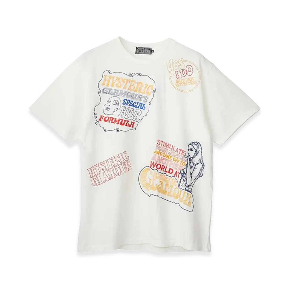 HYSTERIC GLAMOUR Hysteric Scratch Embroidered T-Shirt "White"