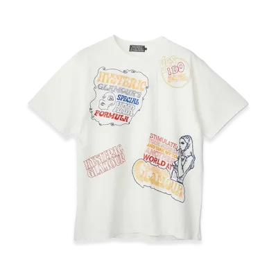 HYSTERIC GLAMOUR Hysteric Scratch Embroidered T-Shirt "White"