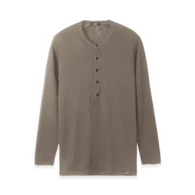 TOM FORD Henley Neck Tee "Walnut"