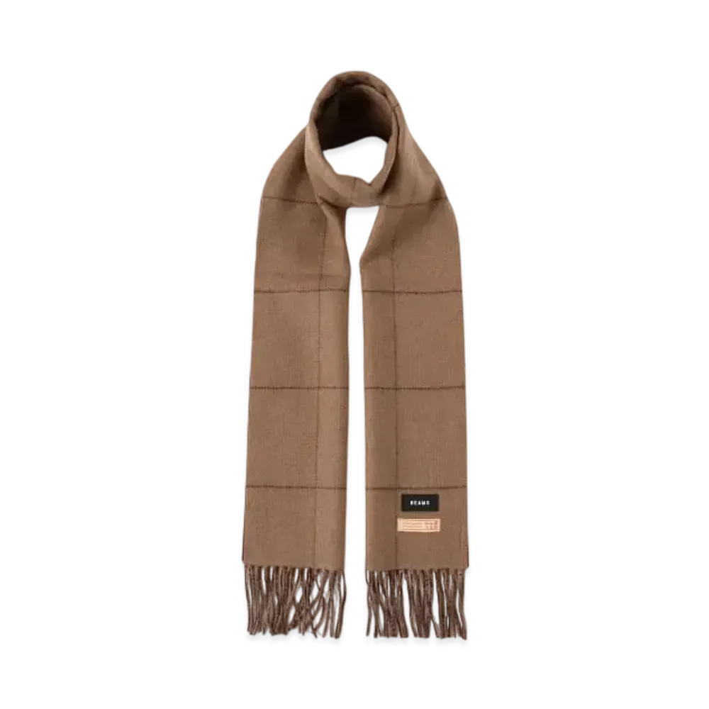 BEAMS Reversible Window Pen Check Cashmere Scarf "Brown"