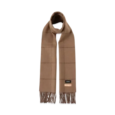 BEAMS Reversible Window Pen Check Cashmere Scarf "Brown"