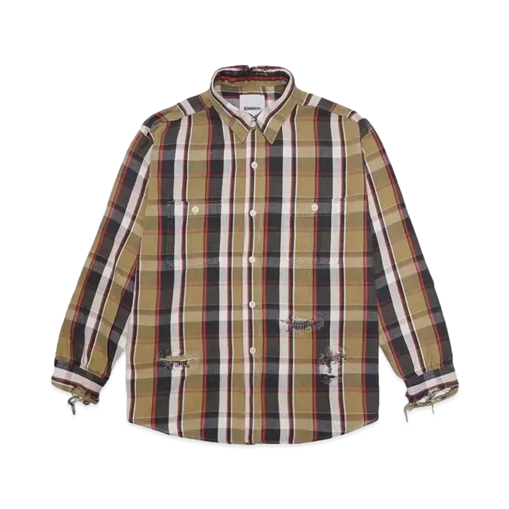 BOW WOW REPAIR AGEING FLANNEL SHIRTS "BEIGE DAMAGE"