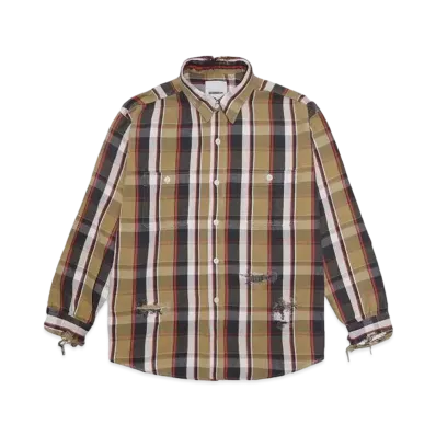 BOW WOW REPAIR AGEING FLANNEL SHIRTS "BEIGE DAMAGE"