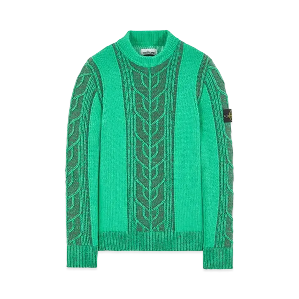 Stone Island 569D4 LAMBSWOOL WITH ARAN MOTIF "Green"