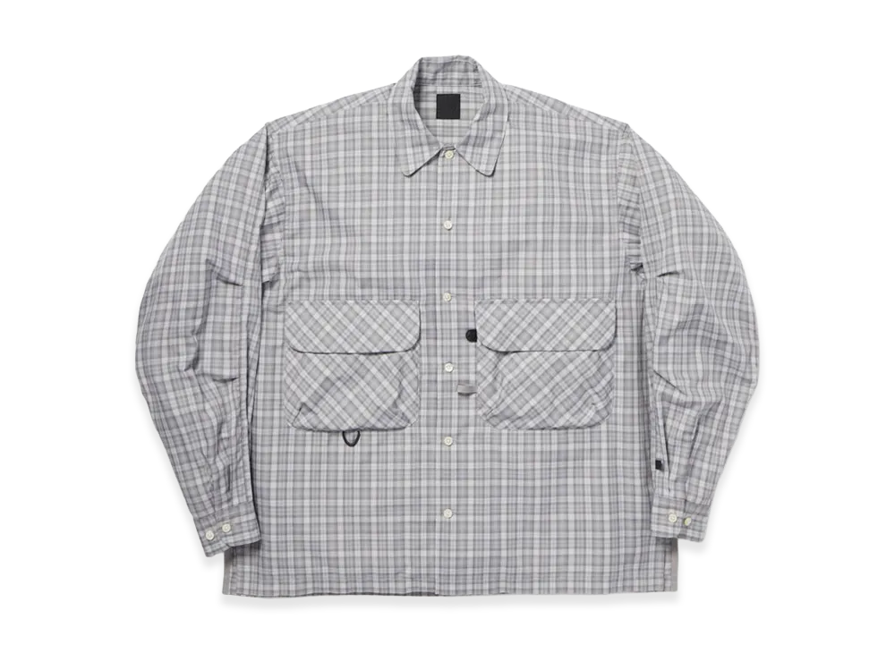 DAIWA PIER39 Women's Tech Sports Open Collar Shirt L/S Gren Plaid "Light Gray"