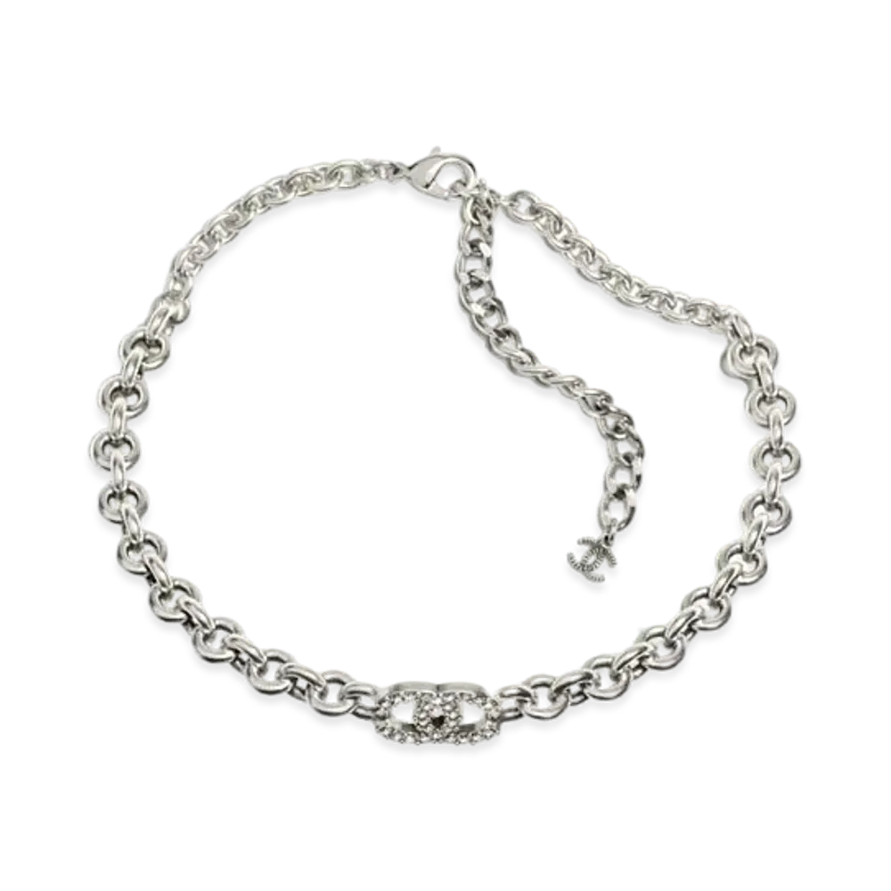 CHANEL Choker Metal & Strass "Silver/Crystal"