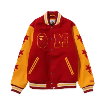 A BATHING APE x MICHAEL JACKSON Varsity Jacket "Red"