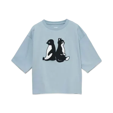 graniph x Chiharu Sakazaki Waiting For News Kids Big Silhouette T-Shirt "Blue"