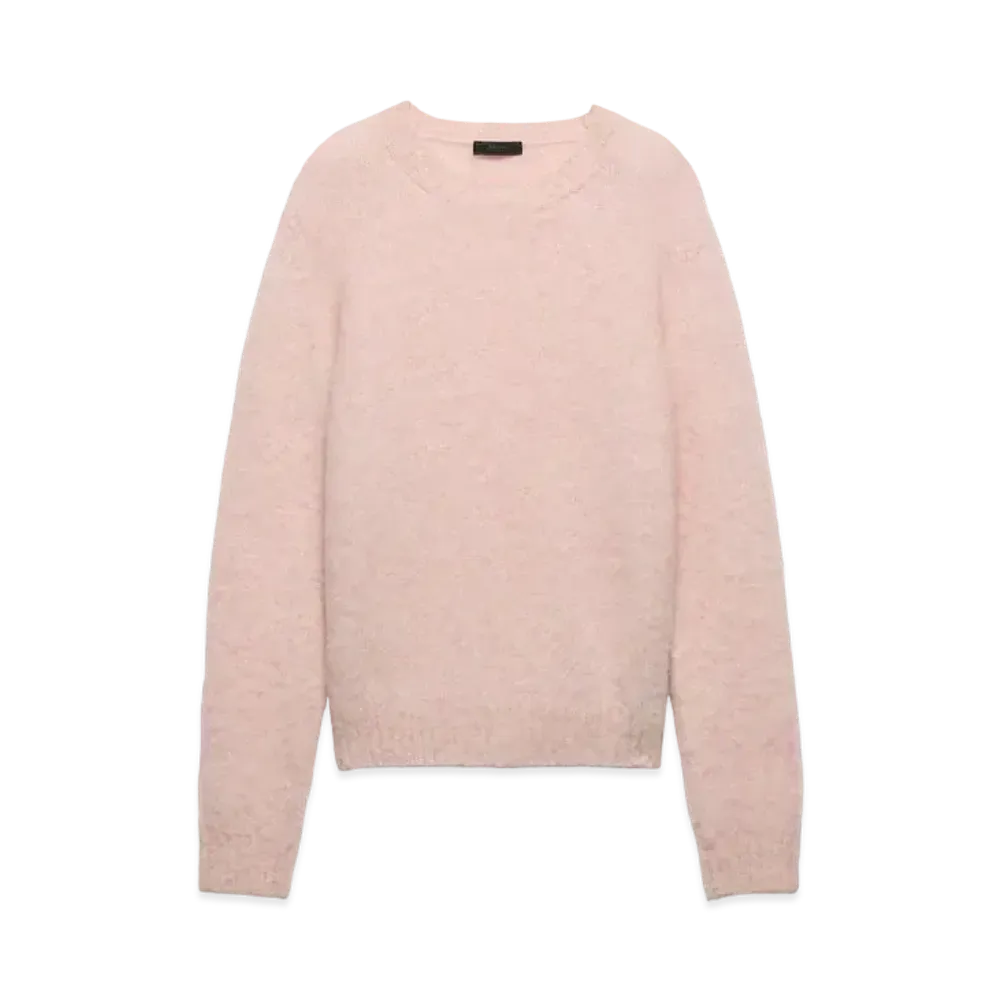 PRADA Men's Shetland Wool Crew-Neck Sweater "Pink"