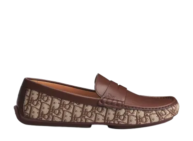 Dior Roadie Loafer Smooth Calfskin and Dior Oblique Jacquard "Brown"