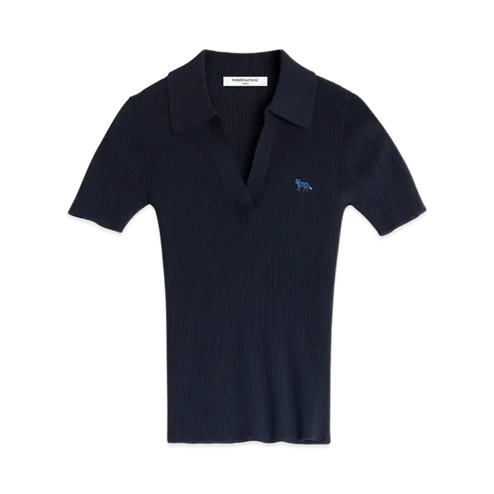 Maison Kitsune Baby Fox Patch Fine Rib Polo "Navy"