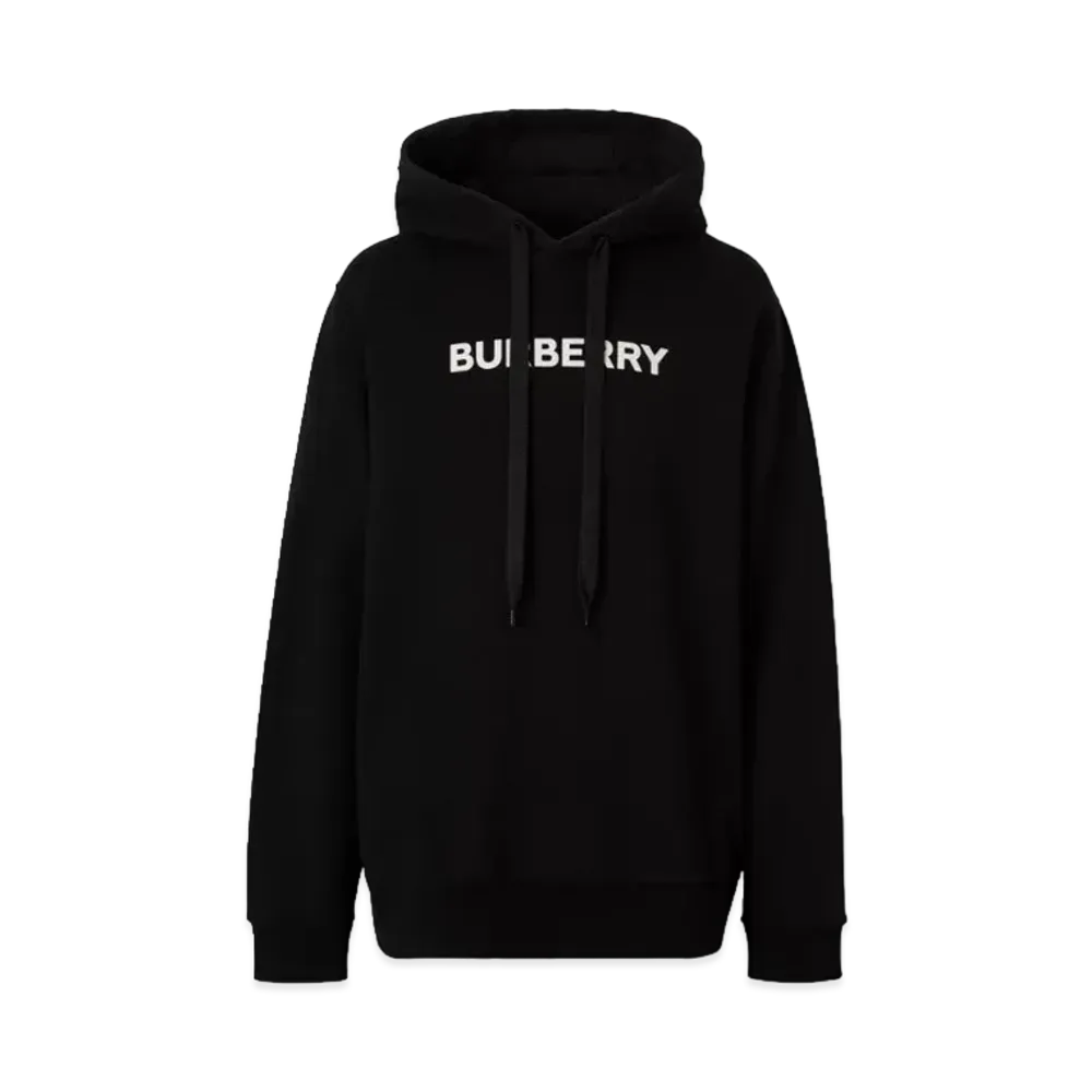 Burberry Men's Logo Print Cotton Hoodie "Black"