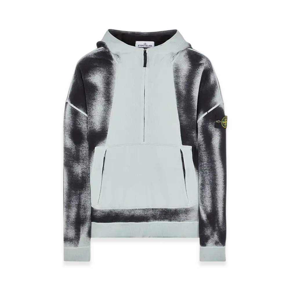 Stone Island 628T2 Hand Sprayed Airbrush Treatment Half Zip Hoodie - 23SS "Sky Blue"