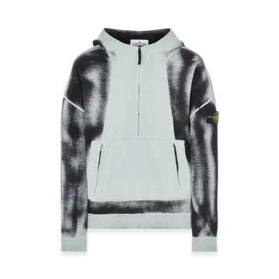 Stone Island 628T2 Hand Sprayed Airbrush Treatment Half Zip Hoodie - 23SS "Sky Blue"