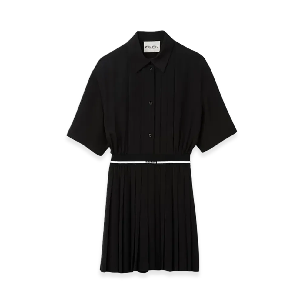 MIU MIU Women's Crepe De Chine Mini Dress "Black"