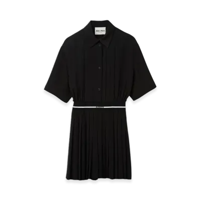 MIU MIU Women's Crepe De Chine Mini Dress "Black"