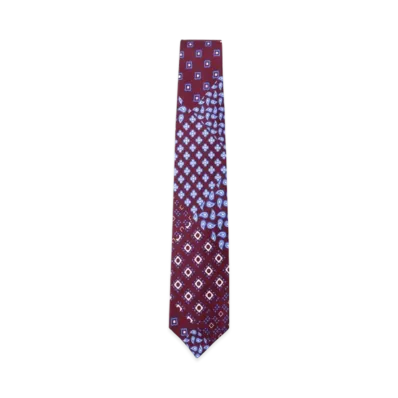 BEAMS Silk Tie Paisley Geometric Print "Burgundy"