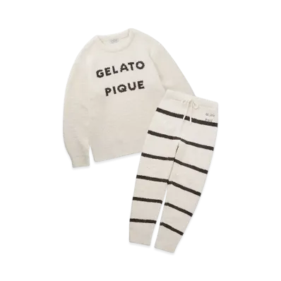 GELATO PIQUE x Homme Powder Logo Jacquard Pullover & Long Pants Set "Off White"